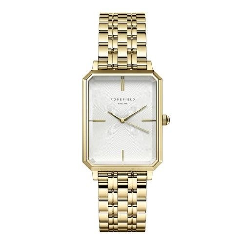 Rosefield The Octagon White Sunray Steel Gold Tone Watch - Mint by Baldwins