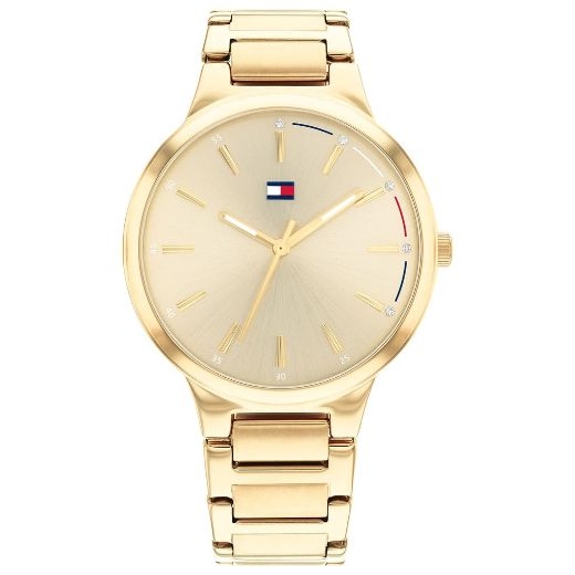 Tommy Hilfiger Ladies Bella Gold Tone Champagne Dial Bracelet Watch ...